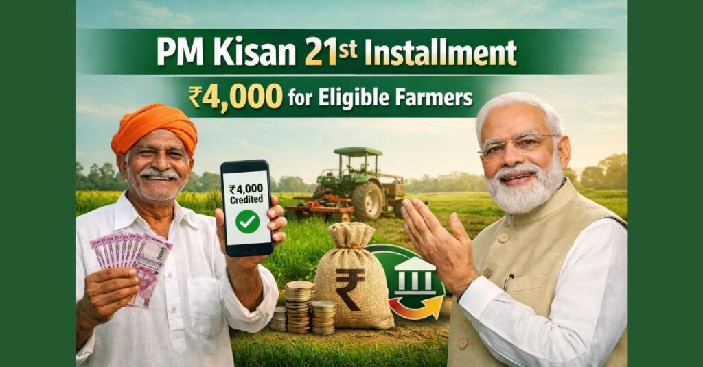 PM Kisan 21st installment update showing Indian farmers eligible to receive ₹4,000 under PM Kisan Yojana